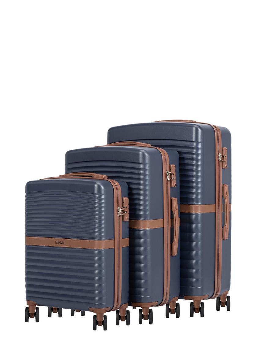 Set of 19''/24''/28'' trolley suitcases WALAB-0084-7D(W26), diagonal product view on white background.