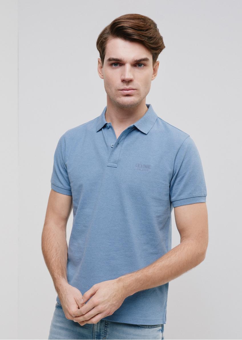 Blue men's polo shirt POLMT-0070-61(W24)-01