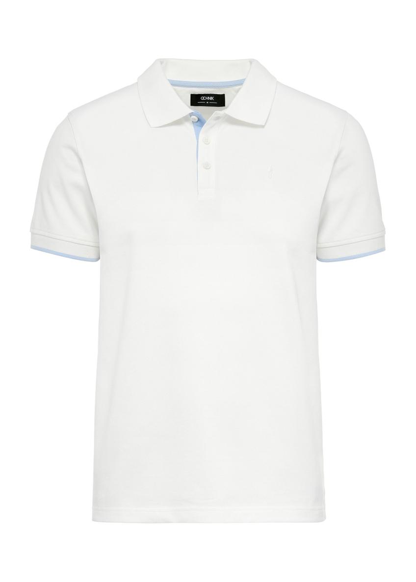 Cream men's cotton polo shirt POLMT-0045B-12(W25)