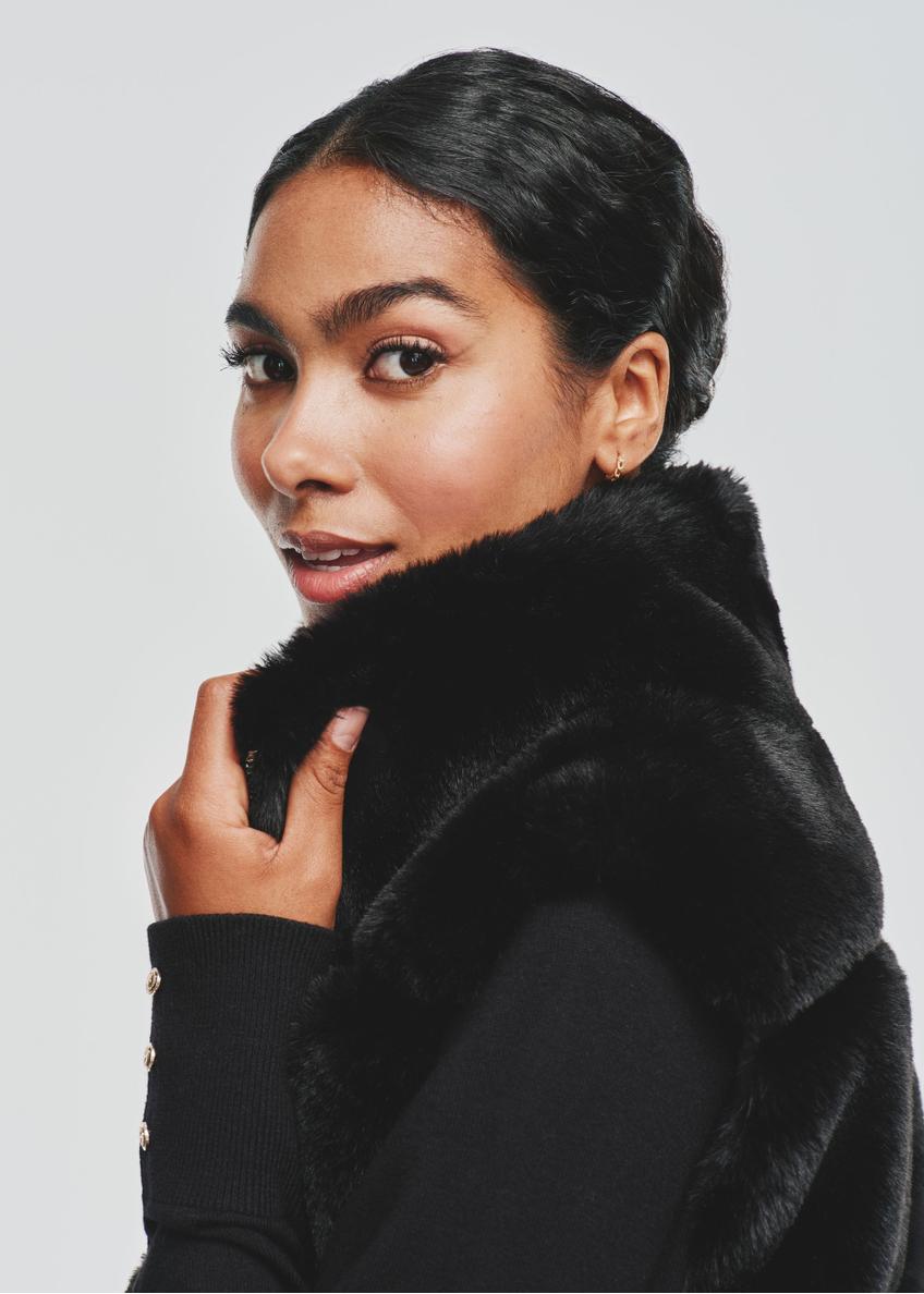 Black women's fur vest KAMDP-0006-99(Z25)