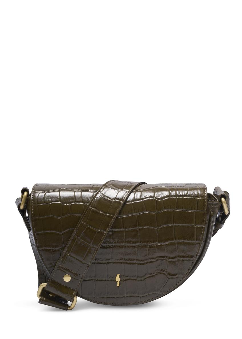 Semi-circular croco khaki women's handbag TORES-1328-8D(Z26) - front product view, on a light background.