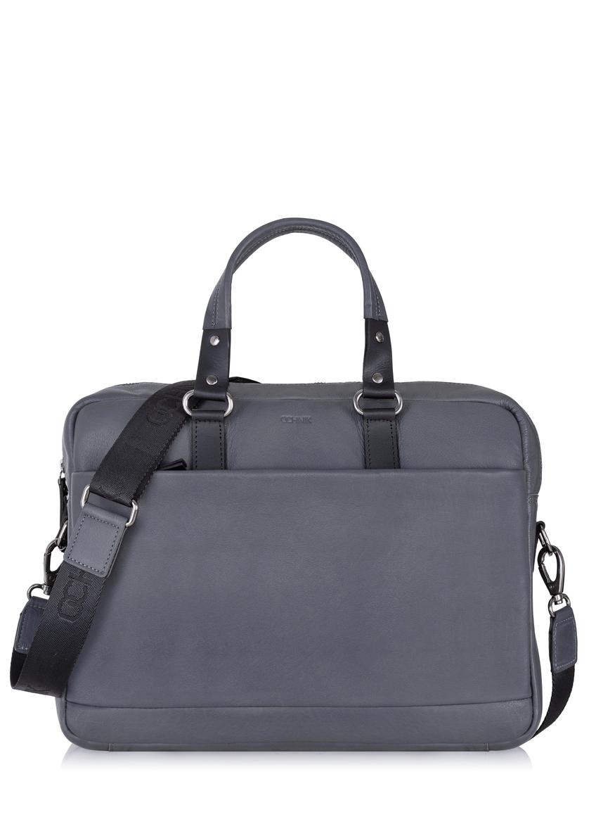 Grey men's leather business bag TORMS-0406-95(Z23)-07