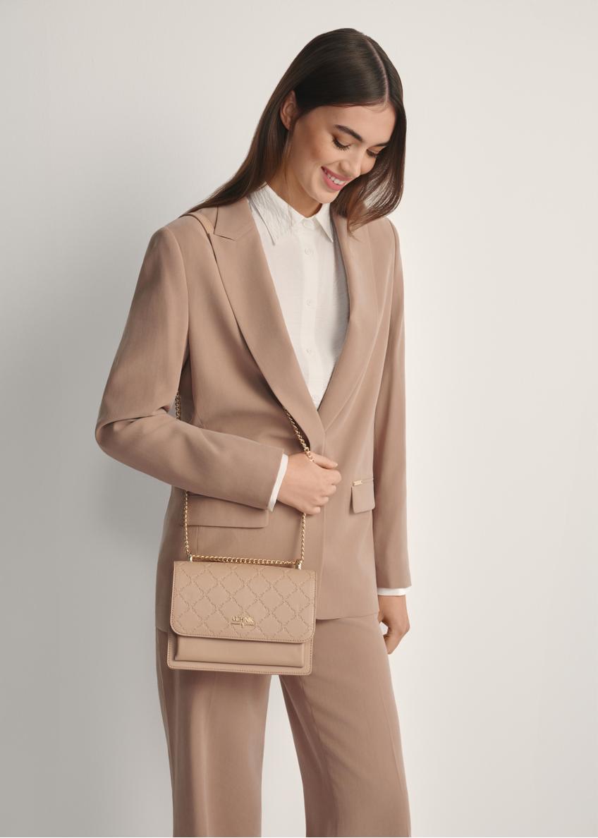 Beige women's handbag with monogram TOREC-1155-1A (W26)