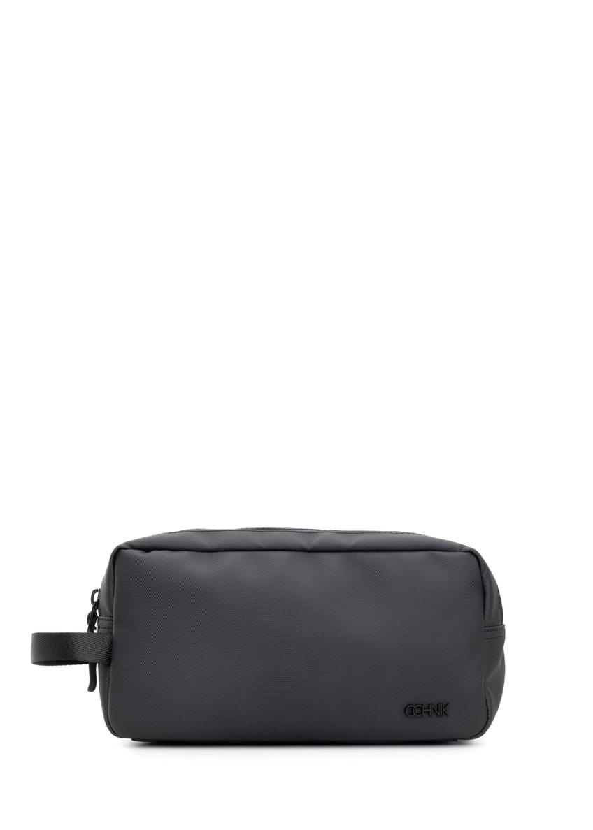 Black men's cosmetic bag TORMN-0394-9J(W26) - front product view, on white background.