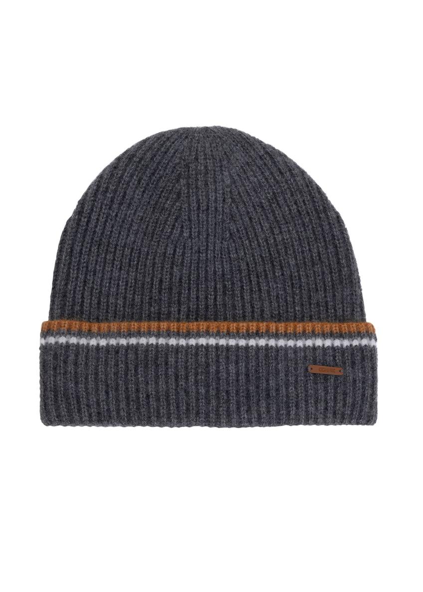 Gray men's winter hat CZAMT-0075-91(Z24)