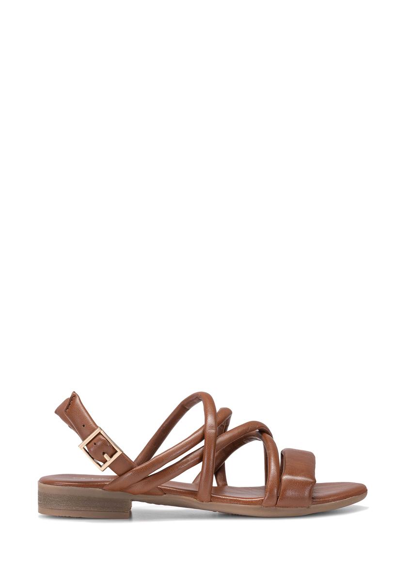 Women's leather sandals in brown color BUTYD-1151-24(W25)-10