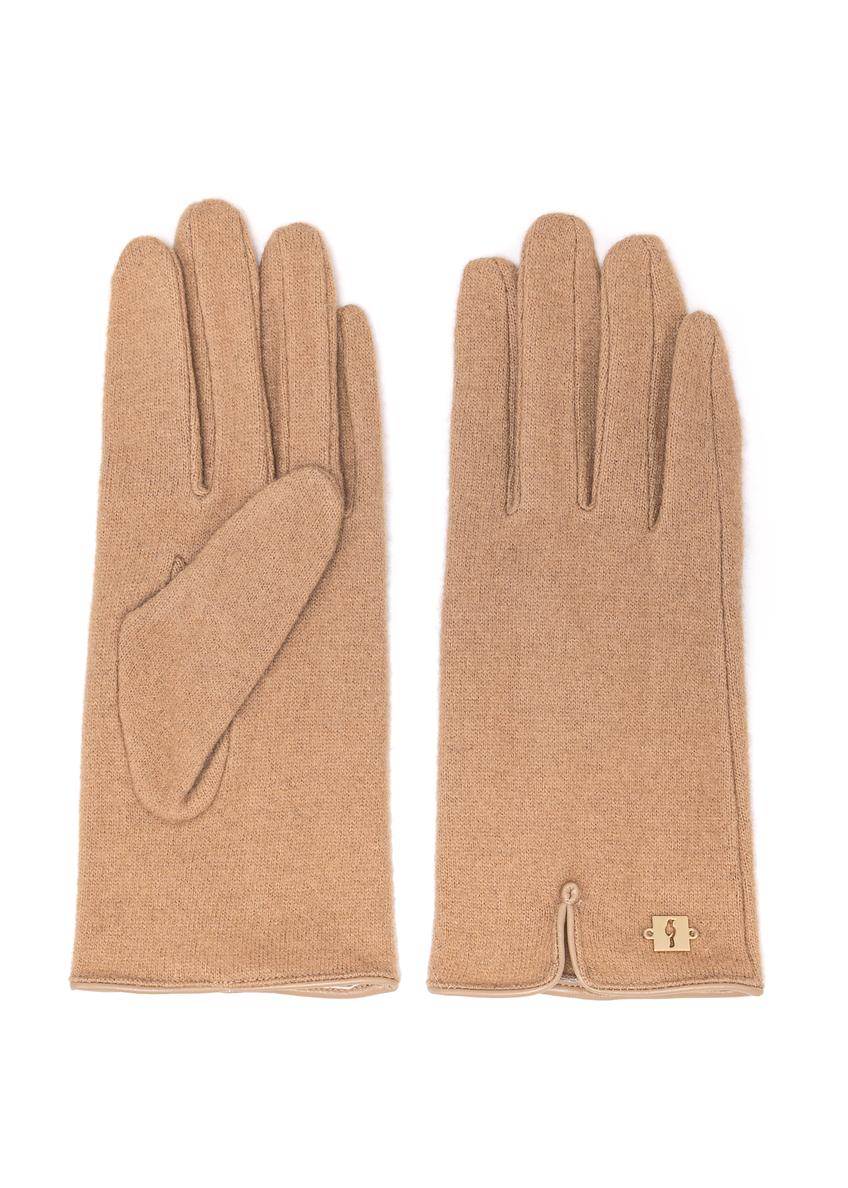 Beige woolen women's gloves REKDT-0027A-80(Z25)
