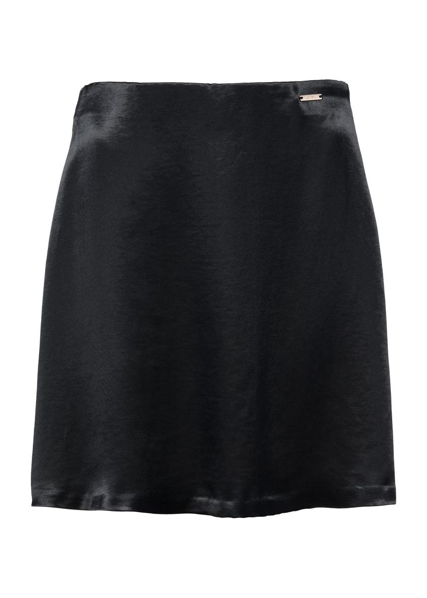 Black satin mini skirt SPCDT-0104-99(W25)