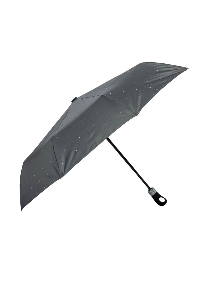 Women's umbrella in gray color PARSD-0012-9B(W26) - product view from the side, on a white background.