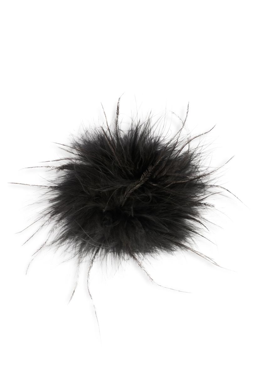 Black brooch made of natural feathers BRODF-0001-99(Z25)