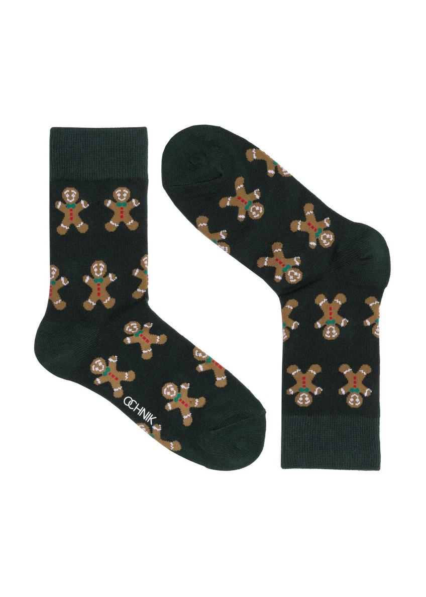 Men's green Christmas socks SKAMT-0158A-8C(Z26), front product view on white background.