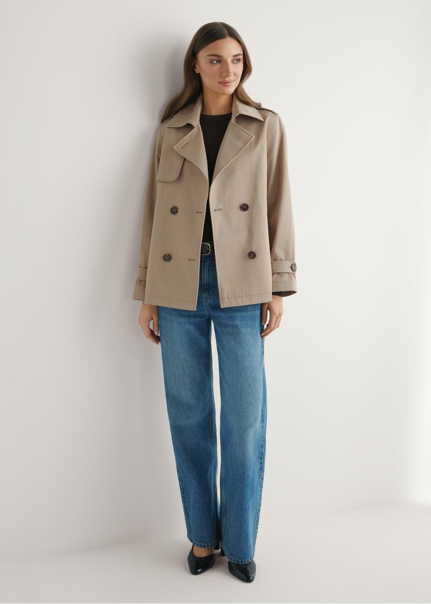 Beige short women's jacket KURDT-0556-1C(W26)