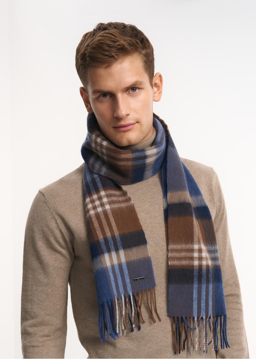 Men's checkered wool scarf SZAMT-0069-15(Z24)-01