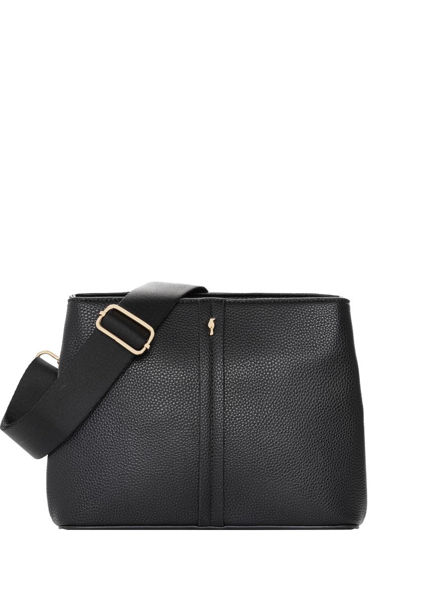 Black women's imitation leather handbag TOREC-1261-9I(Z26), front product view on white background.
