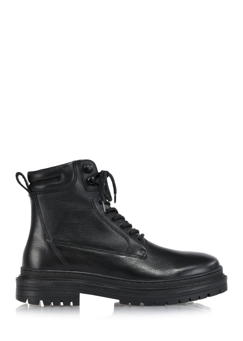 Black leather men's ankle boots BUTYM-0423B-99(Z24)