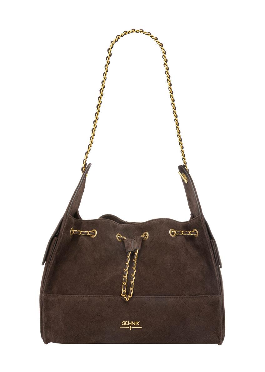 Brown medium suede women's handbag TORES-1408-1I(Z26)