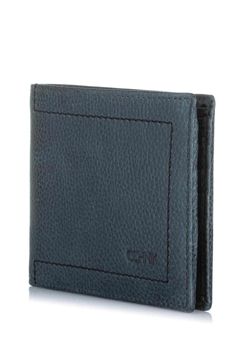 Men's navy blue leather wallet PORMS-0520-69(W23)