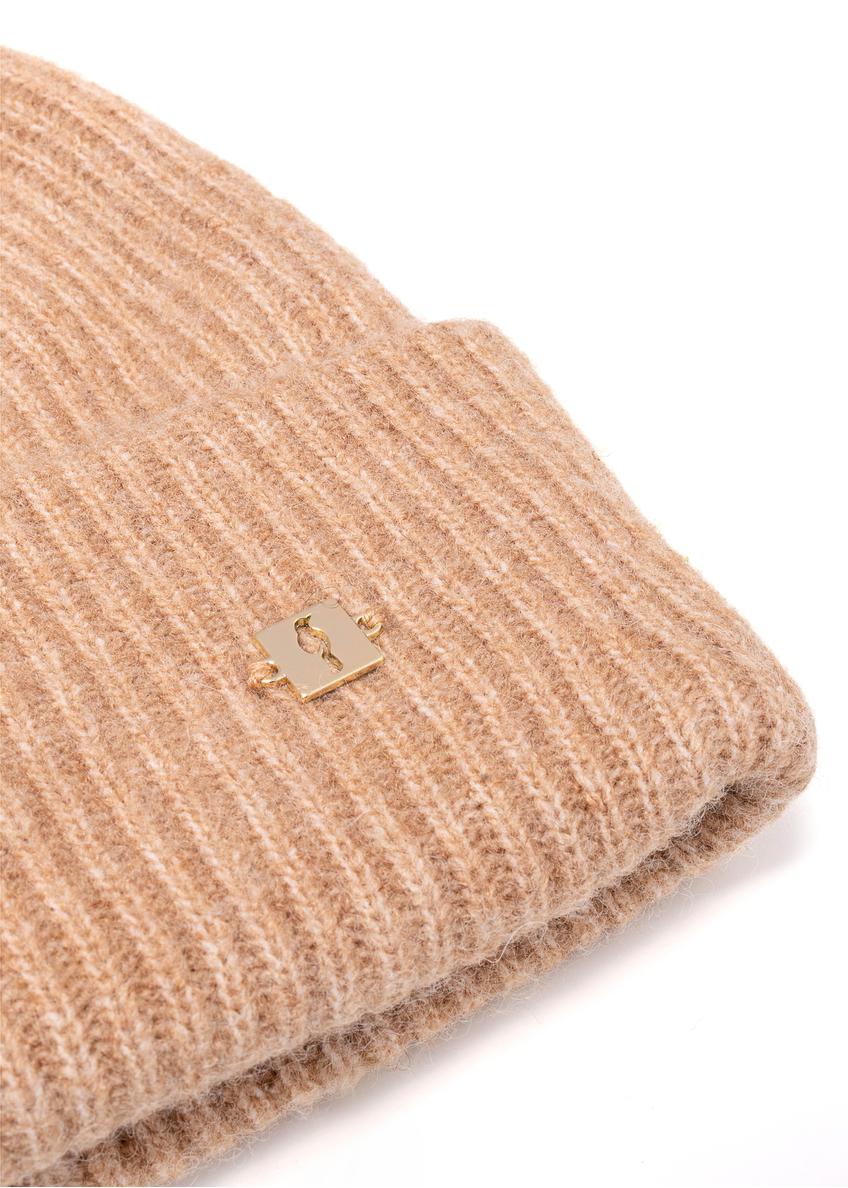 Women's woolen cap in dark beige CZADT-0201-81(Z25)