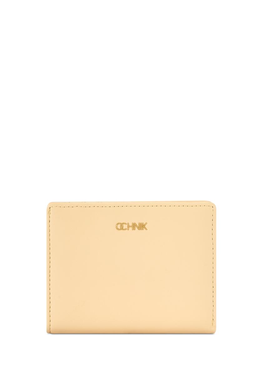 Small light yellow women's wallet POREC-0415-2A(W26), front product view on white background.