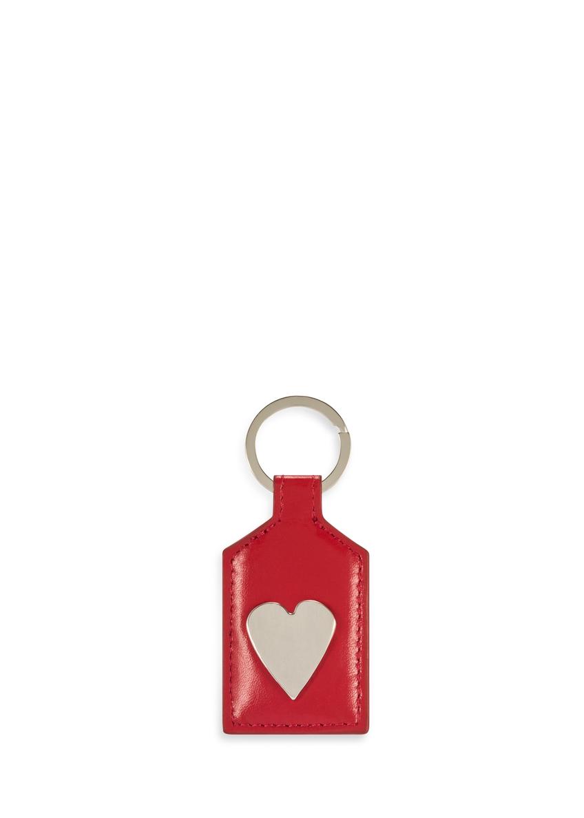 Red leather keychain with heart BRELOK-0219-42(Z25)