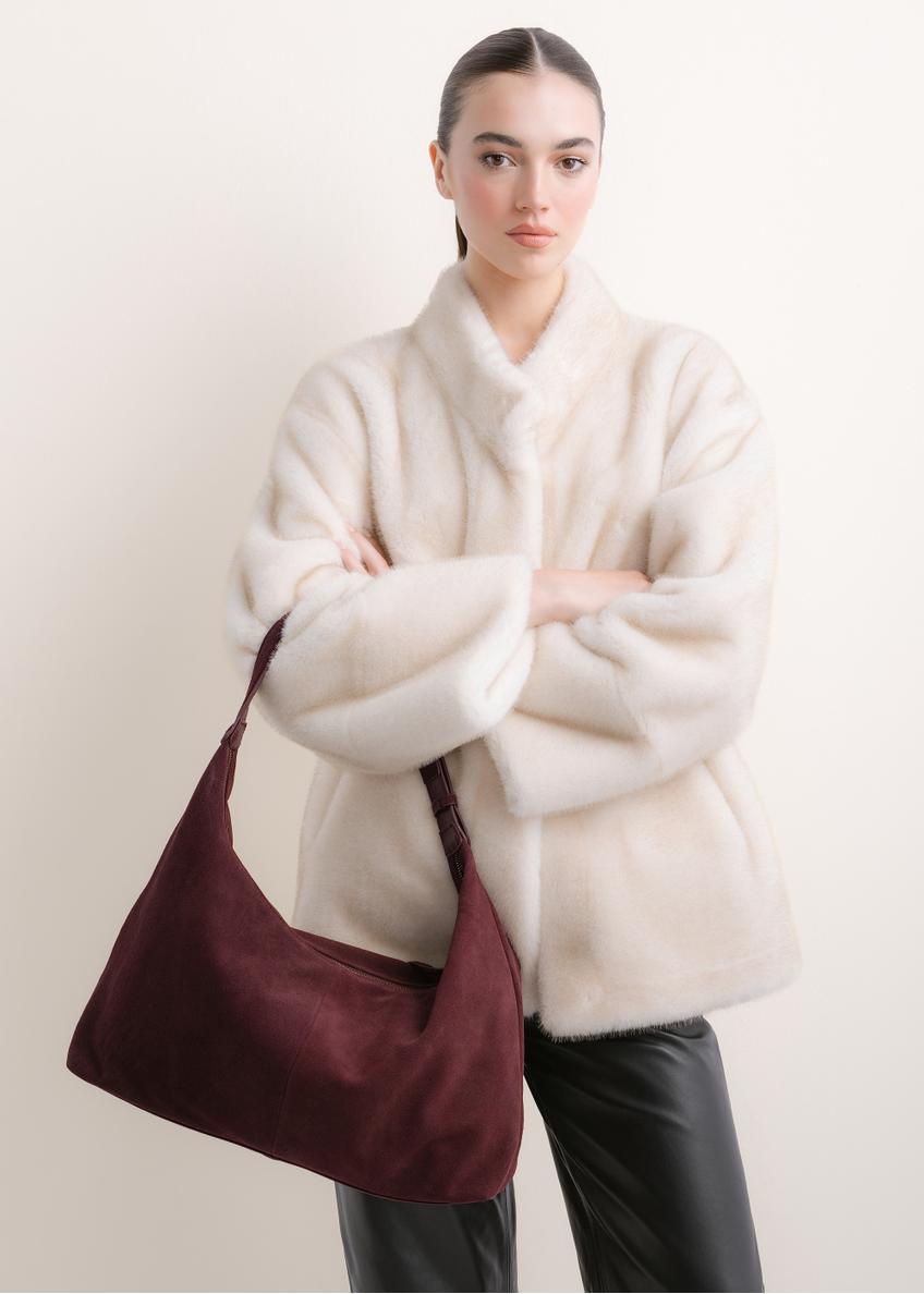 Burgundy suede handbag TORES-1404-4D(Z26)