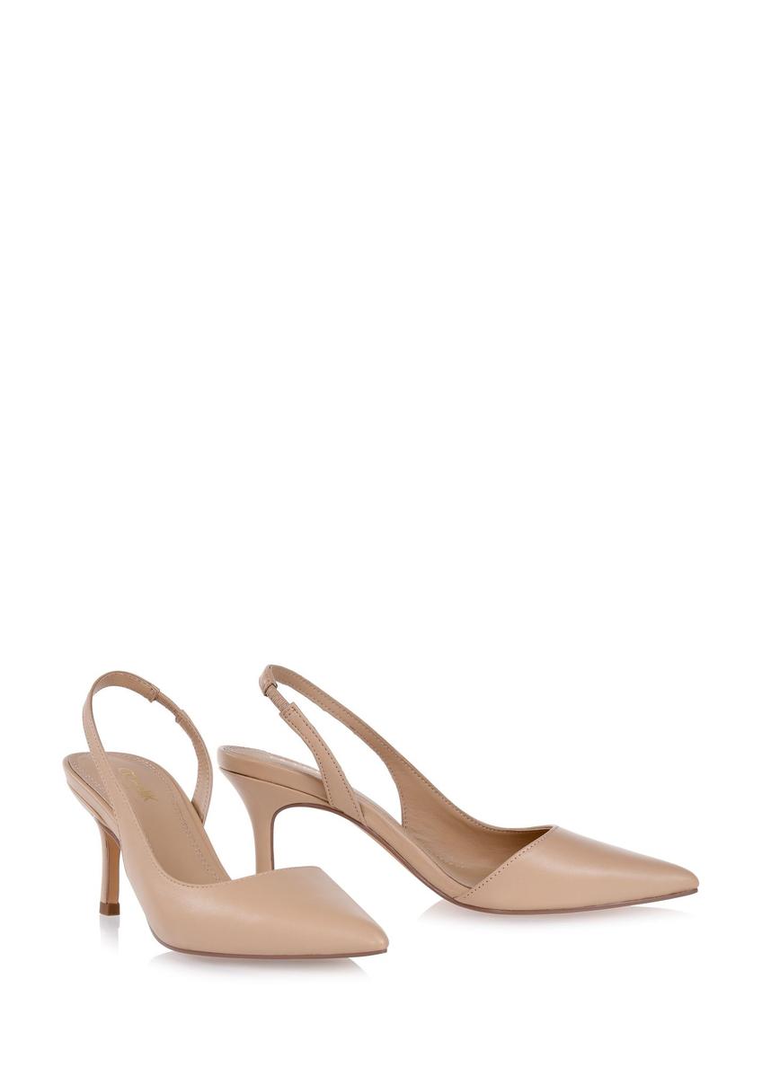 Beige leather pumps with cut-out heel BUTYD-1078-81(W25)