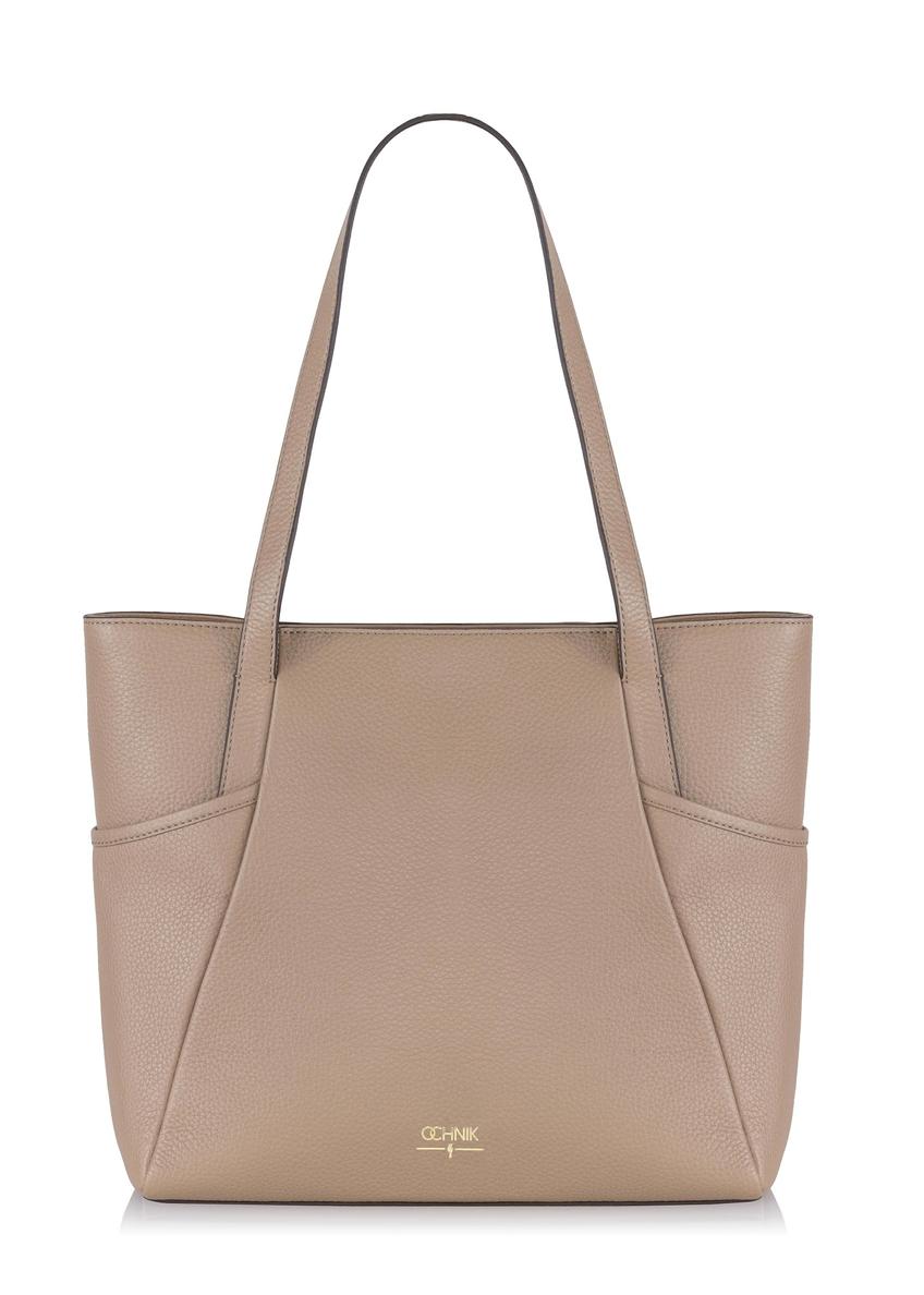 Beige leather handbag for women TORES-0980-81(W24)-01