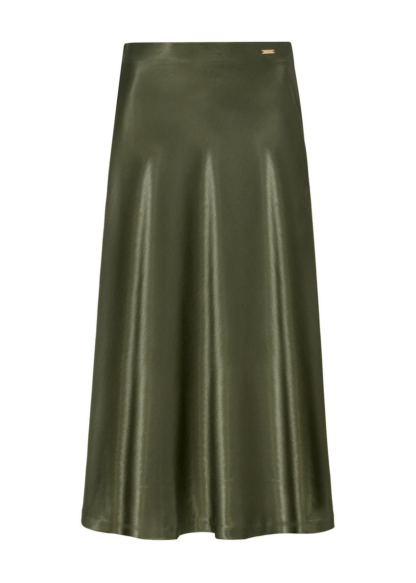 Khaki satin midi skirt SPCDT-0105-55(W25)