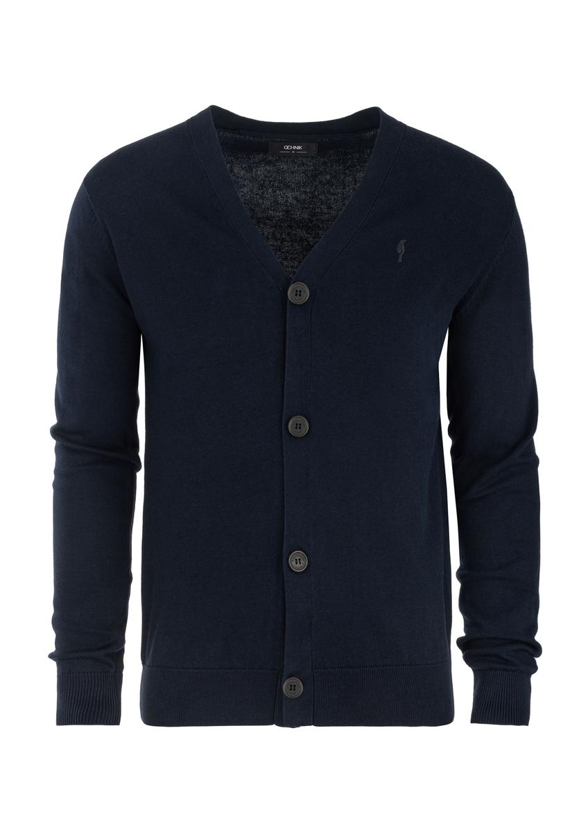 Men's navy blue cotton cardigan KARMT-0003-69(W25)