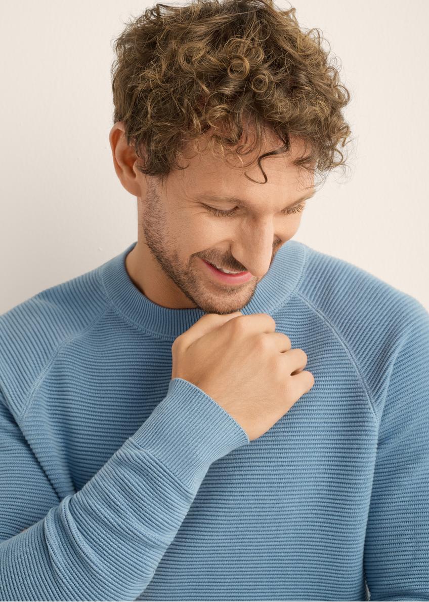 Men's blue ribbed sweater SWEMT-0193-7B(Z26)