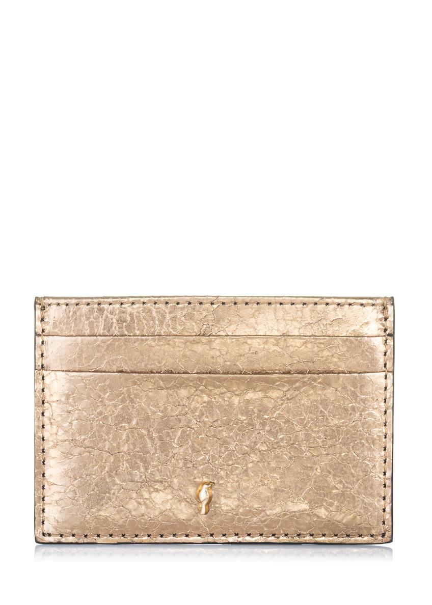 Gold leather card case PORES-0835A-28(W23)-06