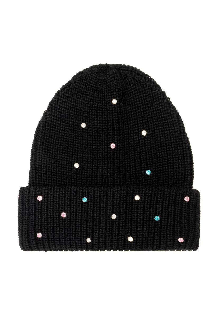 Black women's wool hat CZADT-0207-99(Z25), front product view on white background.