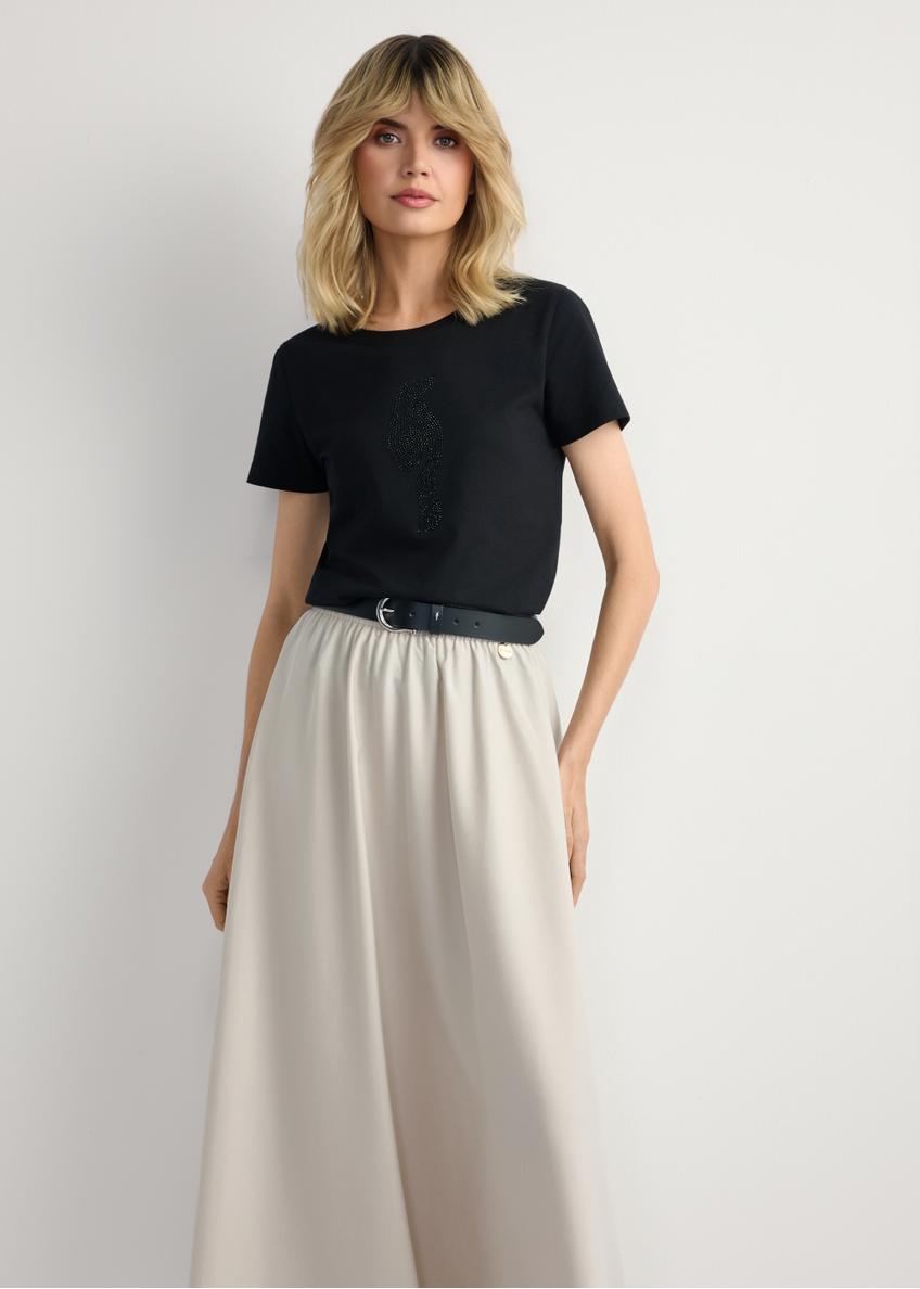 Black women's T-shirt with logo TSHDT-0157-99(W26)