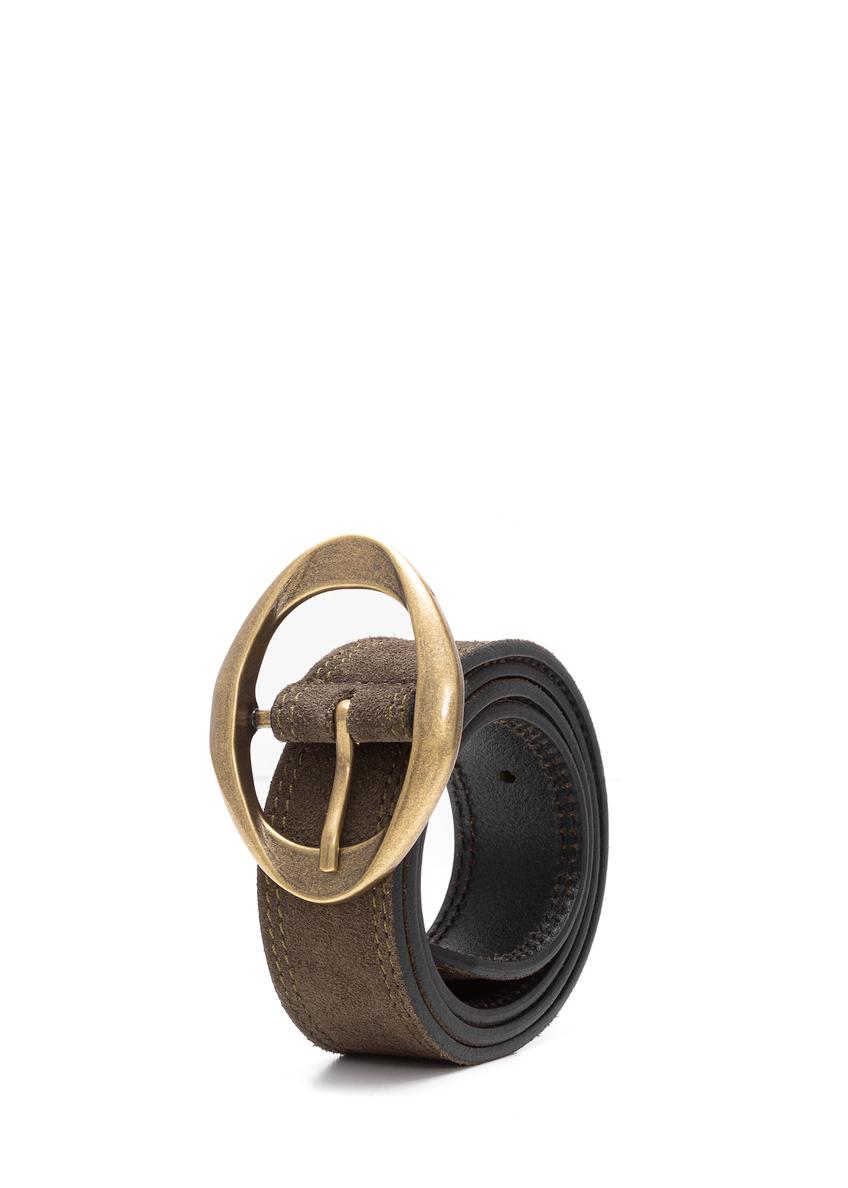 Olive suede women's belt PASDS-0318-57(Z25)