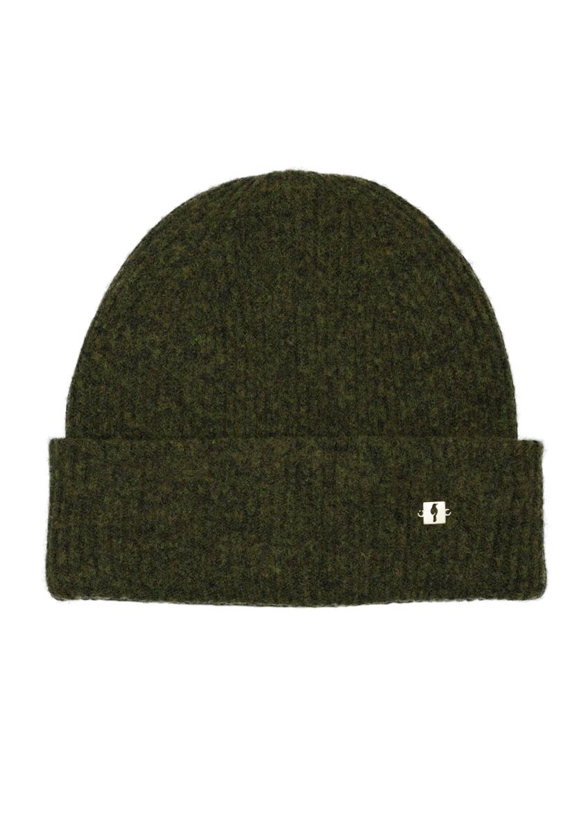 Women's olive wool blend hat CZADT-0201-8E(Z26), front product view on white background.