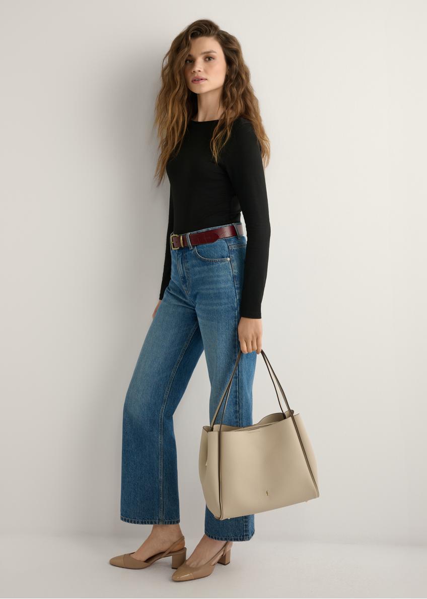 Beige women's shopper bag TOREC-1183-1A(W26)