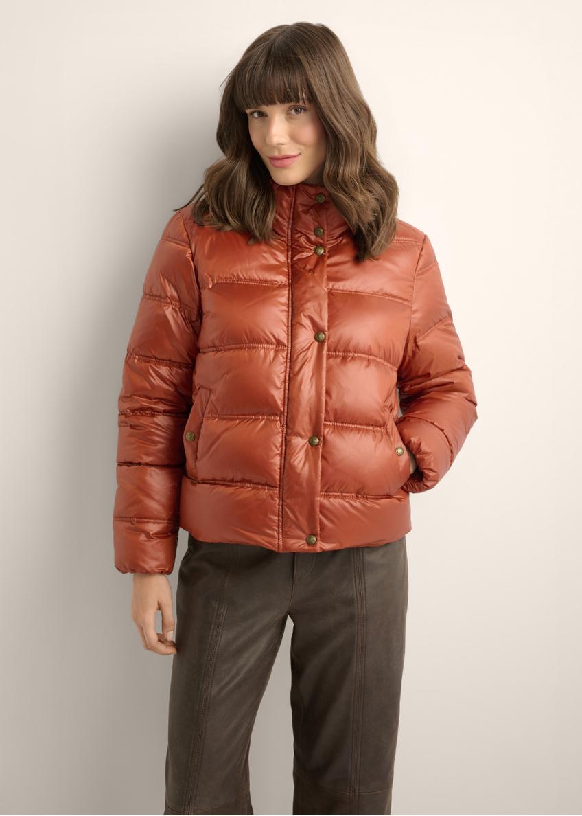 Women's jacket with a stand-up collar in red color KURDT-0669-3D(Z26)