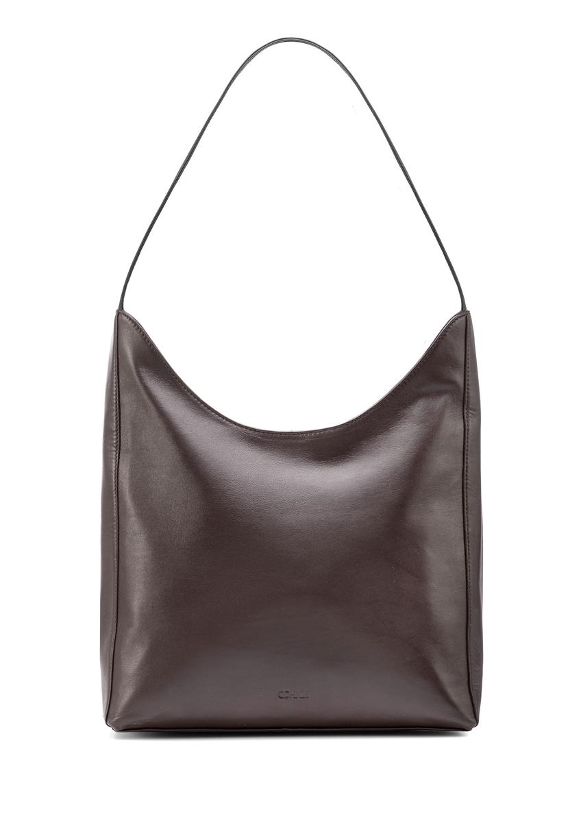 Brown leather women's handbag TORES-1026A-89(Z25), front product view on white background.