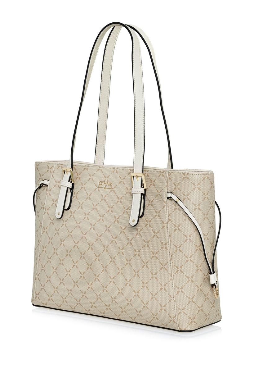 Beige shopper bag with monogram TOREC-1029-81(W25)