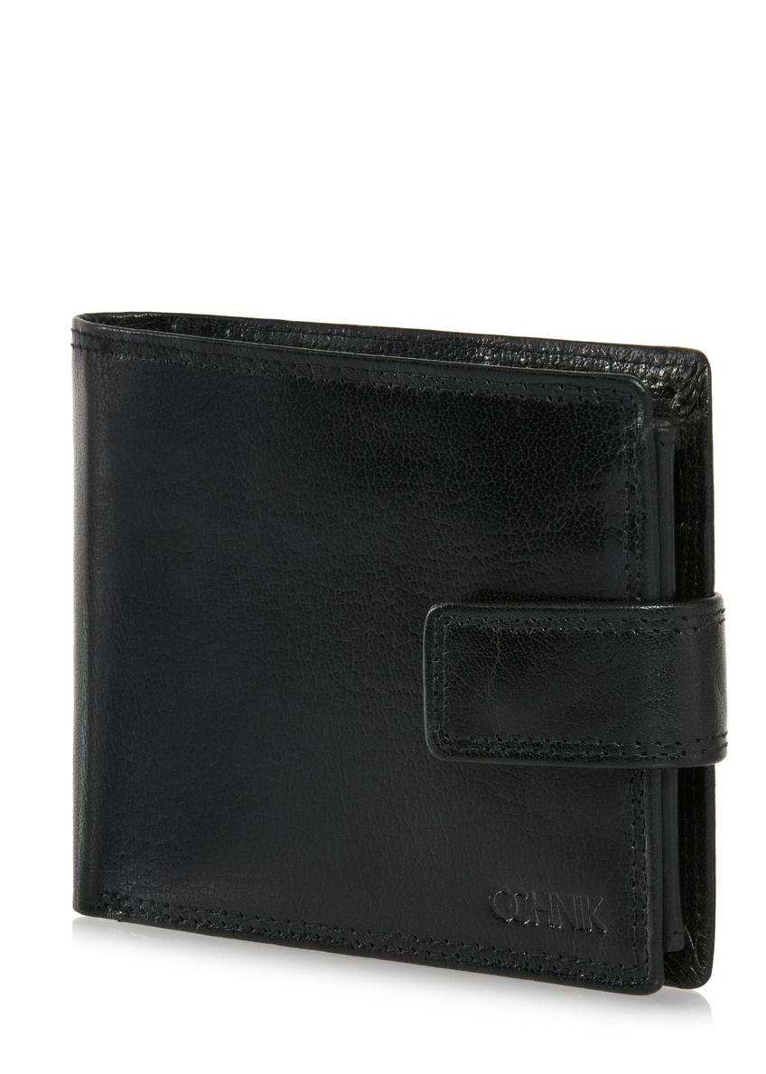 Men's black leather clasp wallet PORMS-0553-99(W24)