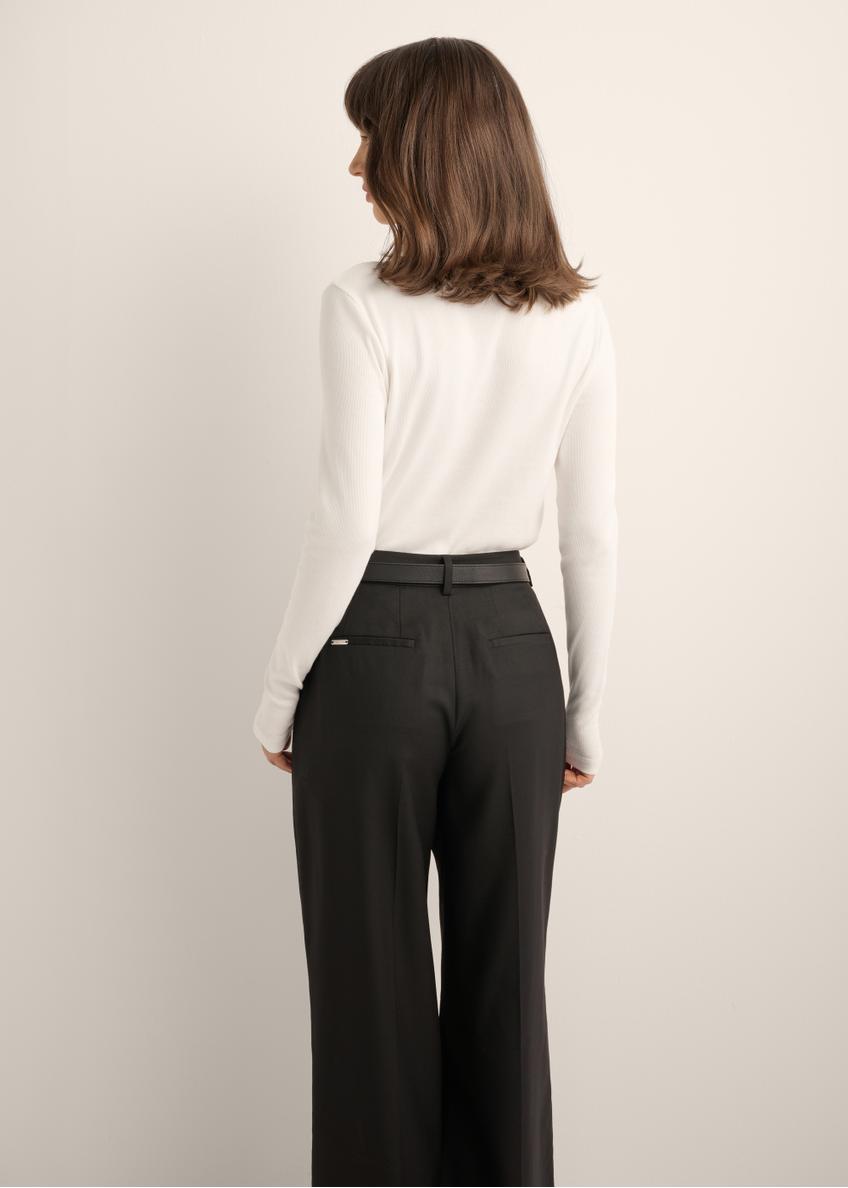 Cream Ribbed Women's Longsleeve LSLDT-0058-0B(Z26)