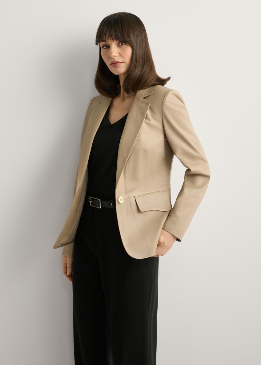 Beige women's leather jacket KURDS-0445-1B(W26)