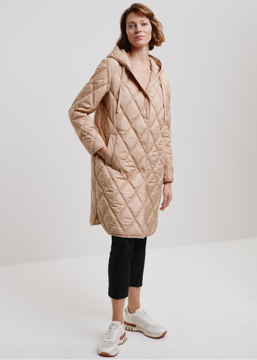 Beige quilted insulated jacket for women KURDT-0510-81(W24)