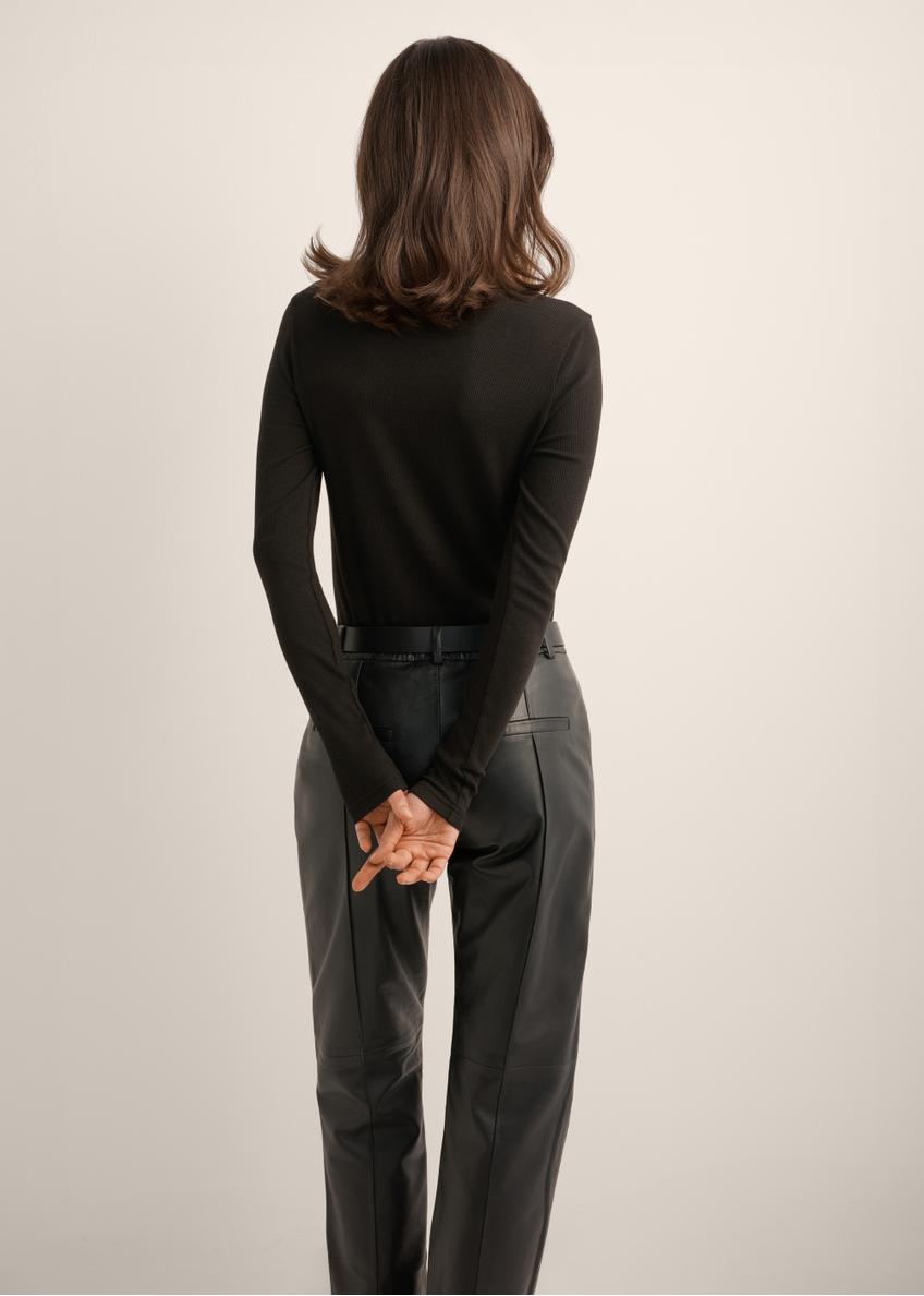 Black ribbed women's longsleeve LSLDT-0058-99(Z26)