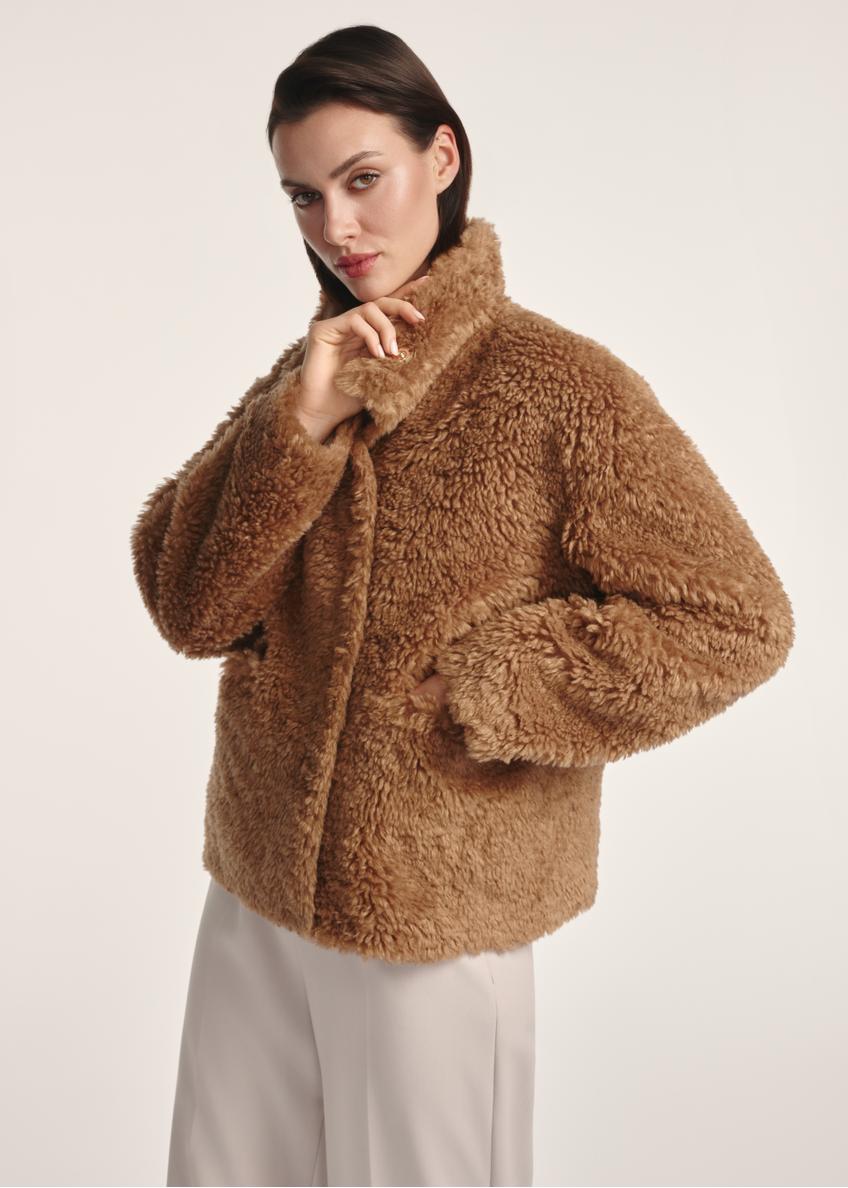 Brown women's fur coat FUTDP-0021B-89(Z25)