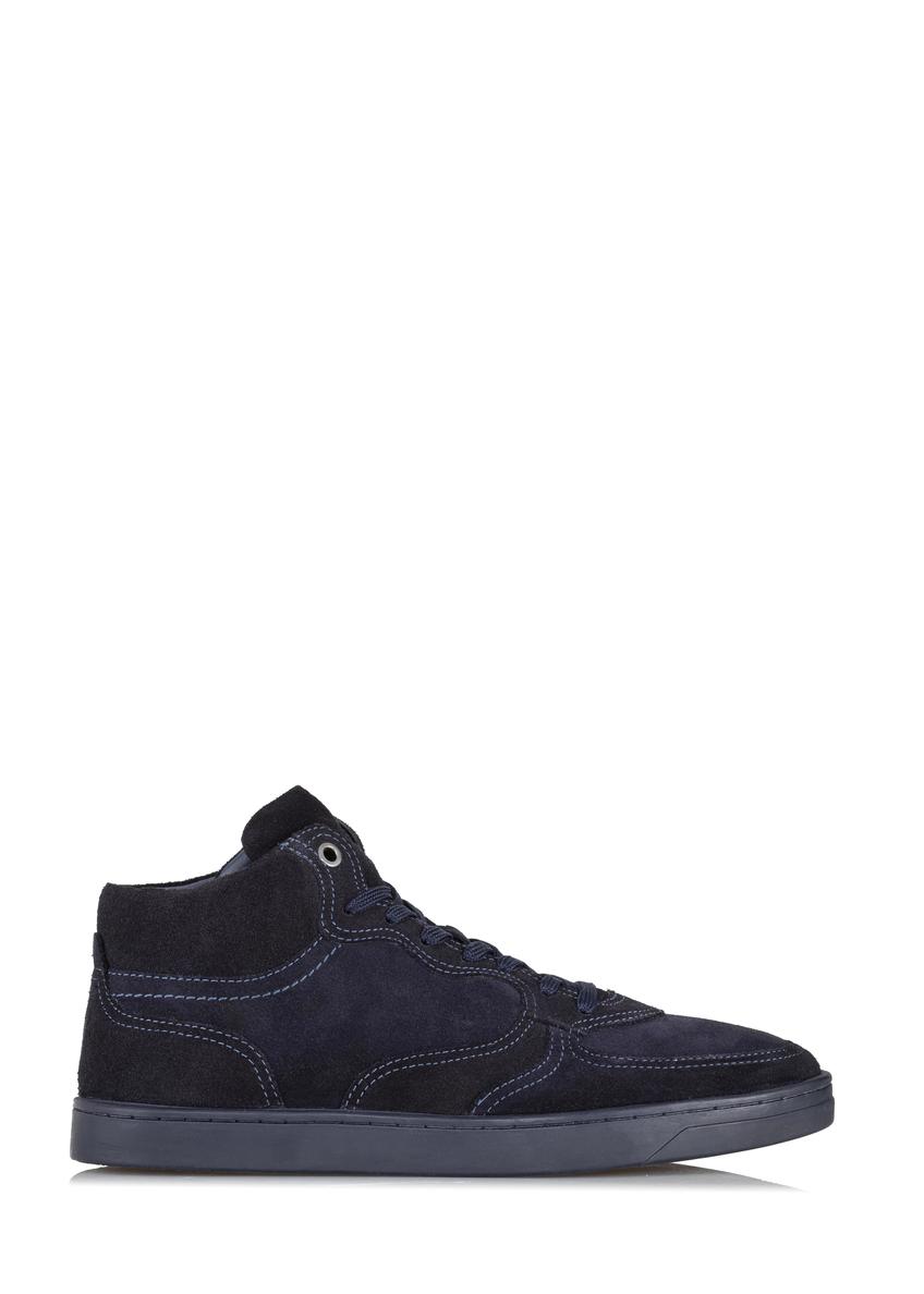 Men's navy blue leather sneakers BUTYM-0446-69(Z23)-08