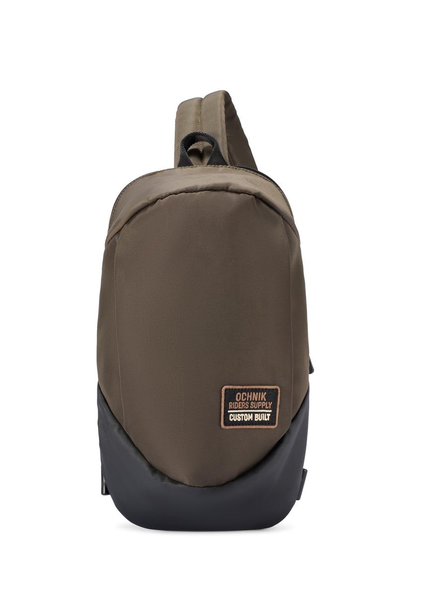 Men's khaki shoulder bag TORMN-0416-8D(W26) - front product view, on white background.