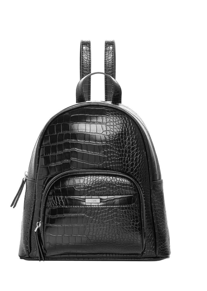 Black croco women's backpack TOREC-1263-9G(Z26), front product view on a light background.