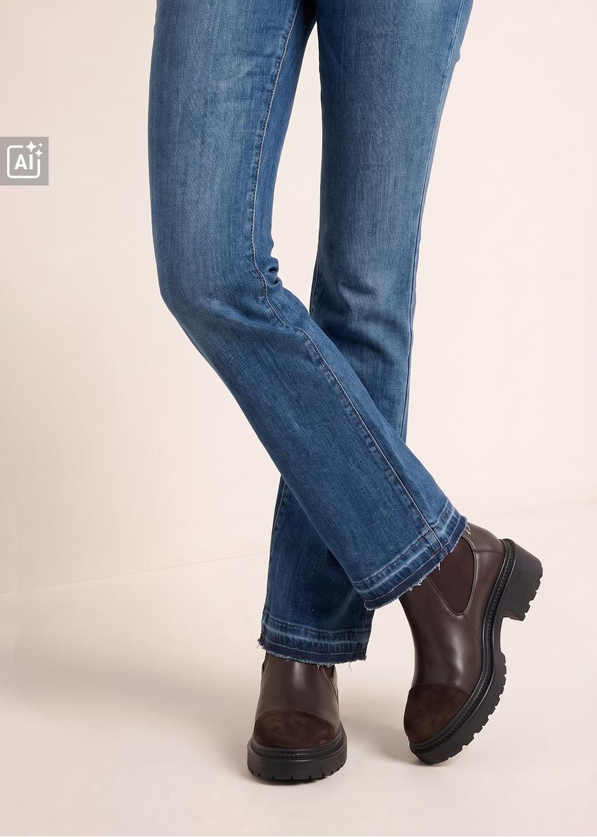 Dark brown women's Chelsea boots BUTYD-1345-1I(Z26)