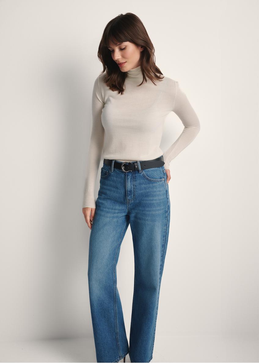 Cream women's turtleneck with wool SWEDT-0255-12(Z25)
